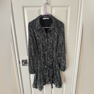 Zara Black and White Long Sleeve Dress